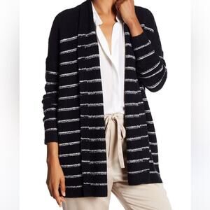 Vince soft cozy wool blend striped cardigan navy and white size large women’s